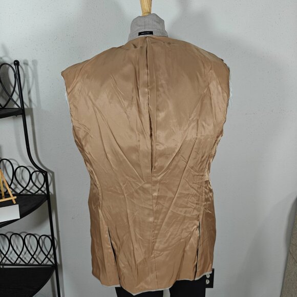 Calvin‎ Klein Men's Sport Coat Blazer Two Button Taupe Grayish Plaid Wool Sz 46L - Picture 14 of 16